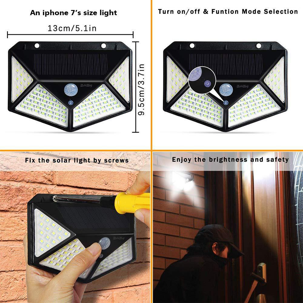 Solar LED Wall Light — 100 LED Motion Sensor Outdoor Security Light, Waterproof, 3 Modes — Prime Trend Market