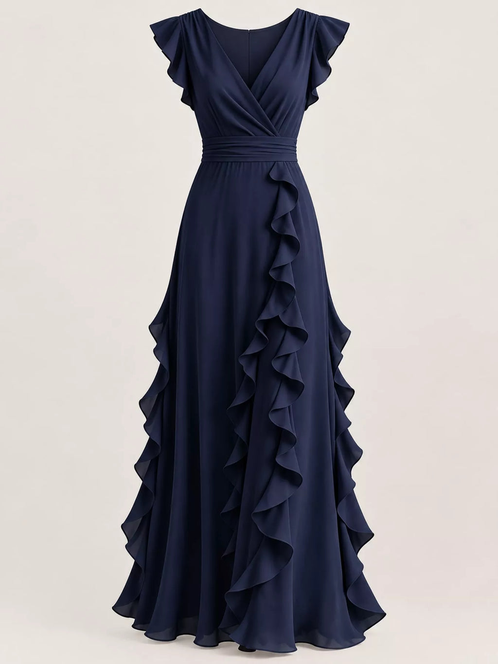 Ruffled Surplice Sleeveless Maxi Dress