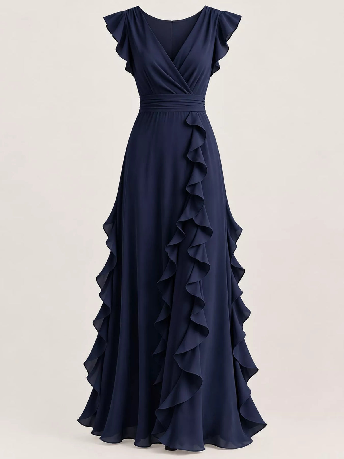 Ruffled Surplice Sleeveless Maxi Dress