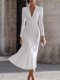 Ruched Long-Sleeve Midi Dress | XS–3XL