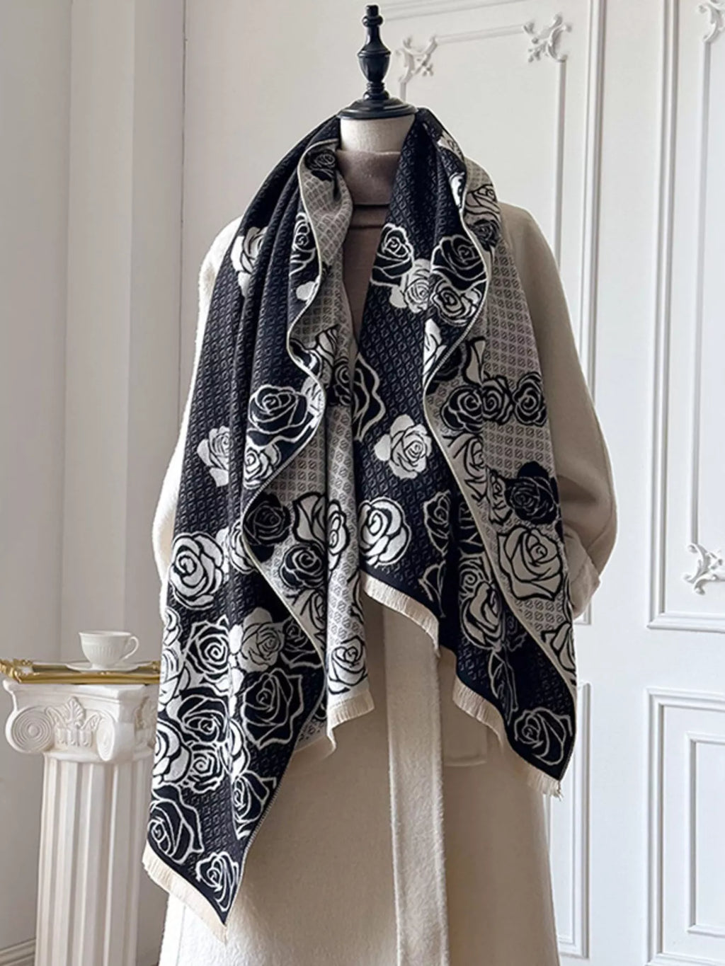 Rose-Pattern Scarf