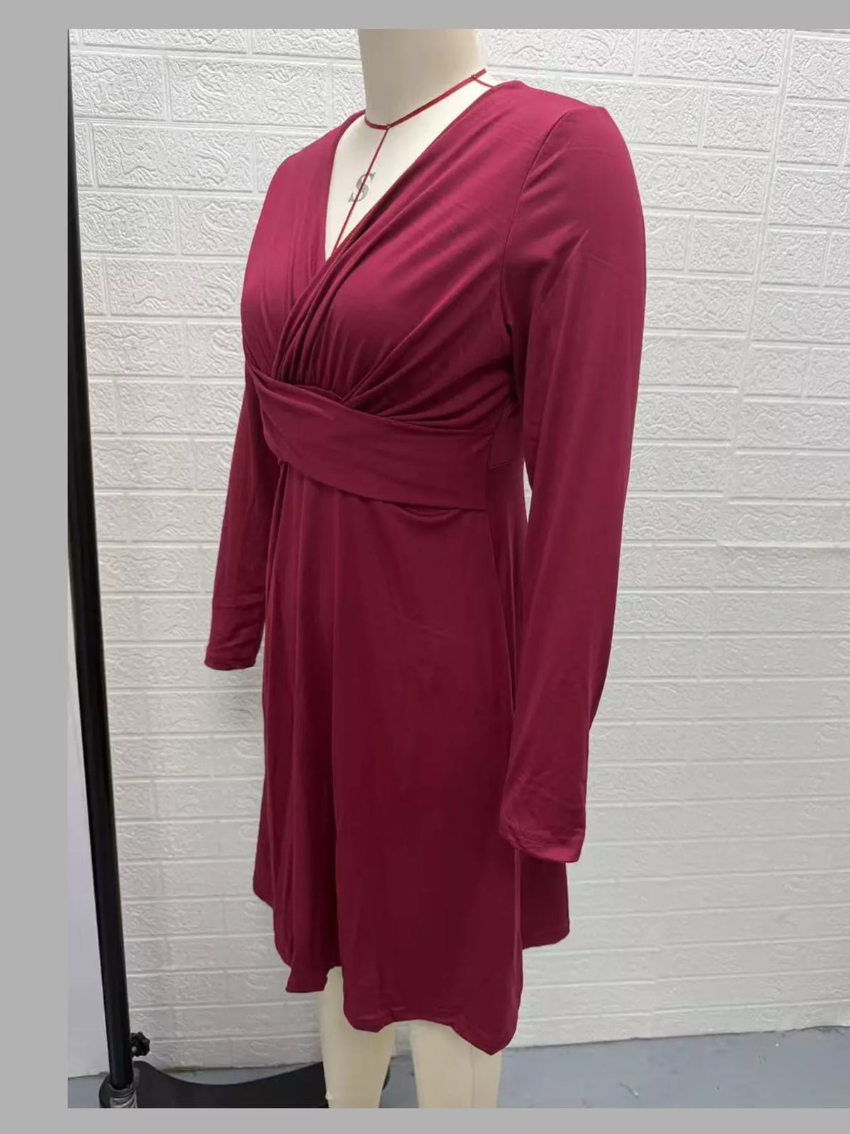 V-Neck Crisscross Ruched Dress, Long-Sleeve & Sleeveless, S–3XL