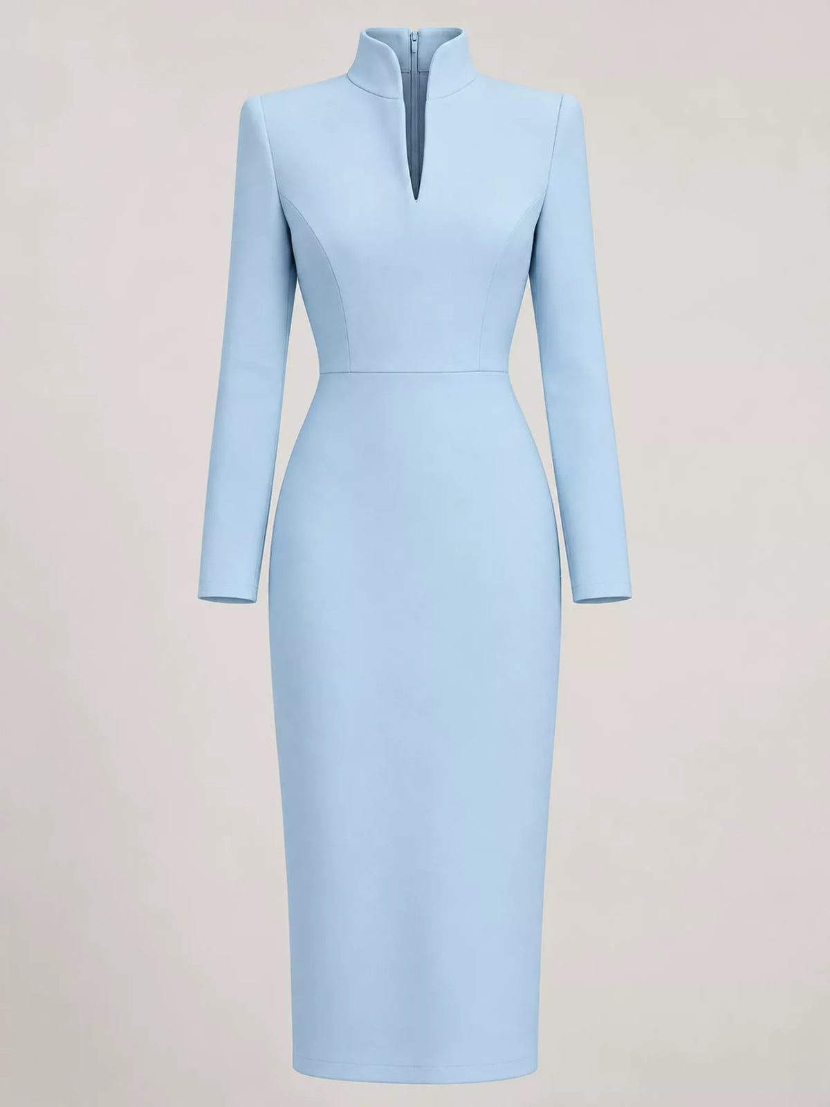 Stand-Collar Long-Sleeve Midi Dress | S–3XL