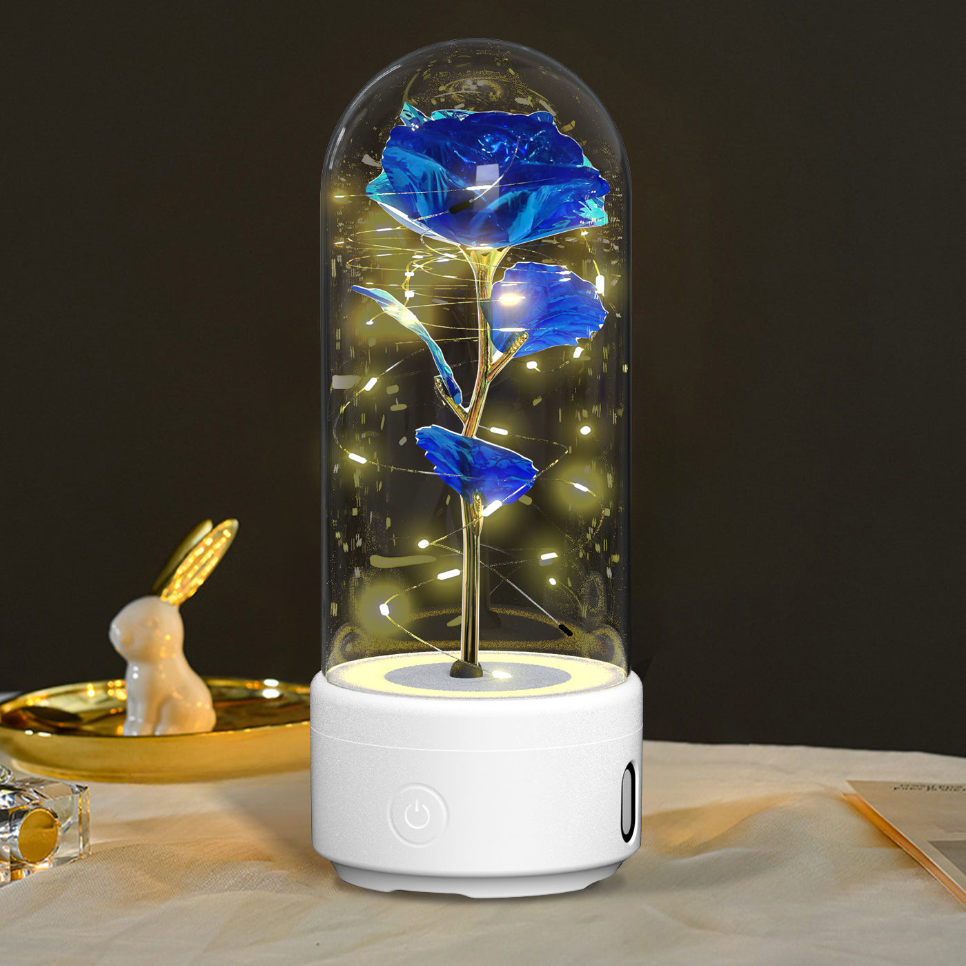 Rose LED Night Light in Glass Dome | Bluetooth Speaker | 10 Colors | Perfect Gift for Her — Prime Trend Market