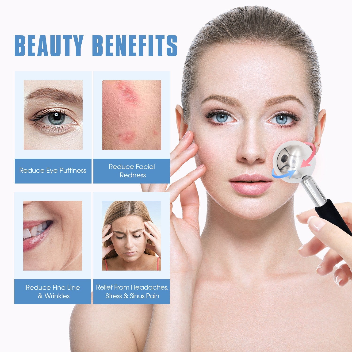 Luxury Stainless Steel Ice Facial Massage Roller — Cryo Stick Cooling Massager for Face Lifting & Depuffing — Prime Trend Market