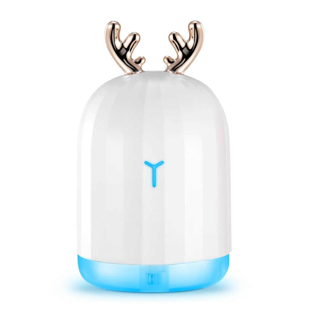 220ml Cool Mist Humidifier with 7-Color Breathing Lights — Ultrasonic Air Diffuser | Auto Shut-Off | Pink Rabbit & White Deer — Prime Trend Market