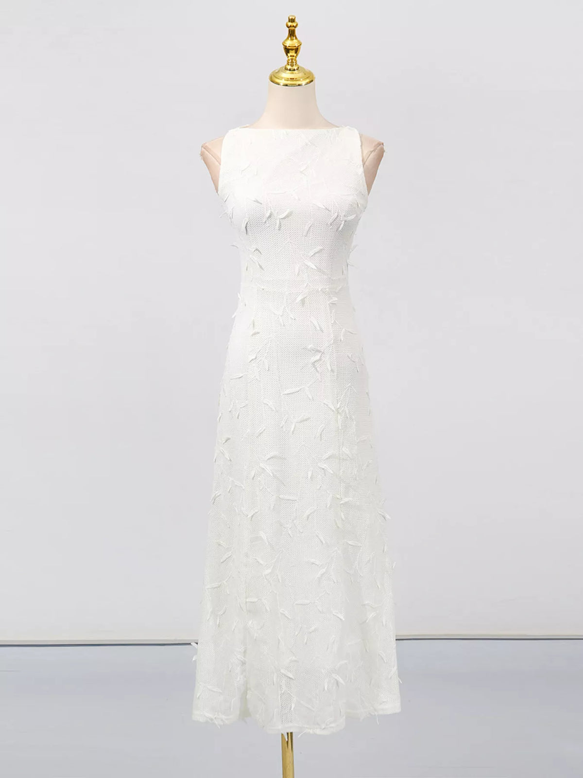 Sleeveless Floral Appliqué Midi Dress
