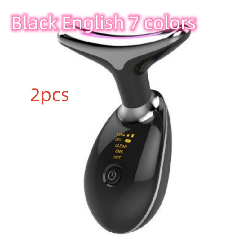 Luxury 7-Color LED EMS Face & Neck Beauty Massager — Negative Ion, Infrared, Ultrasonic Skin Rejuvenation — Eliza & Tuan