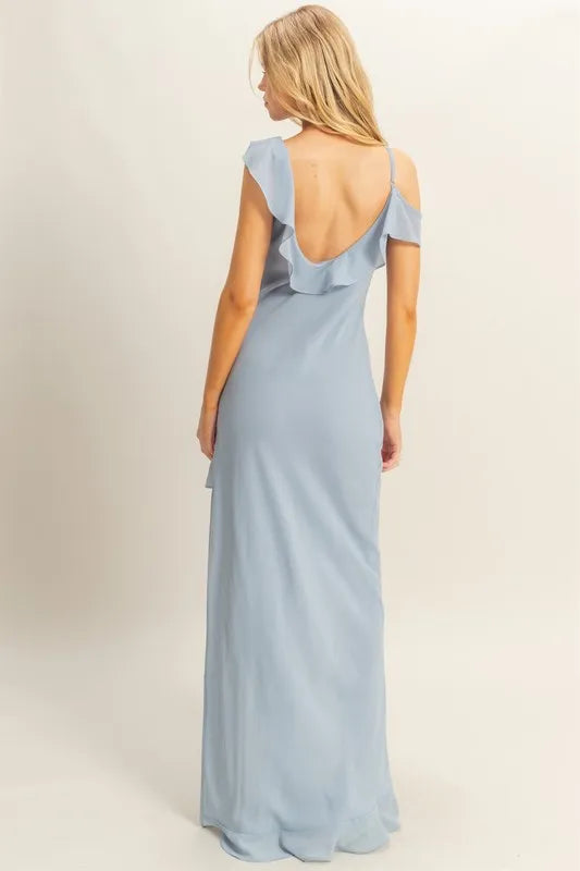 HYFVE Chiffon Ruffle-Trim High-Low Dress