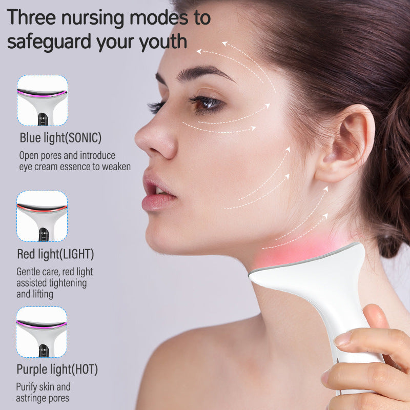Luxury EMS Color Light Face & Neck Beauty Device — Lift, Firm & Slim with Vibration Massage — Eliza & Tuan