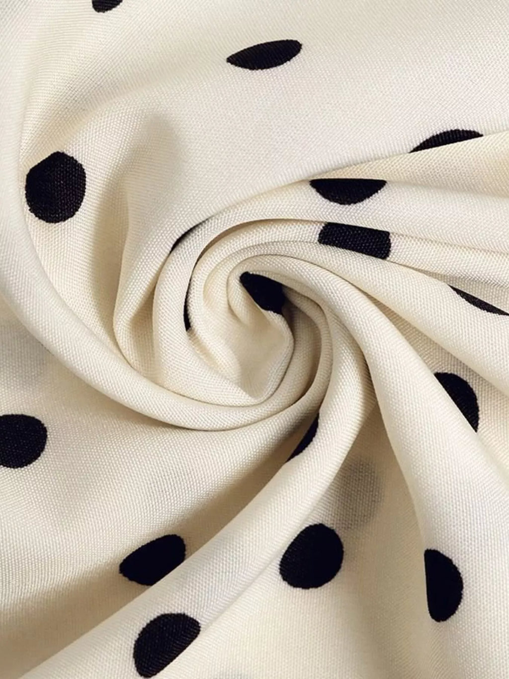 Polka-Dot Tie-Neck Long-Sleeve Midi Dress