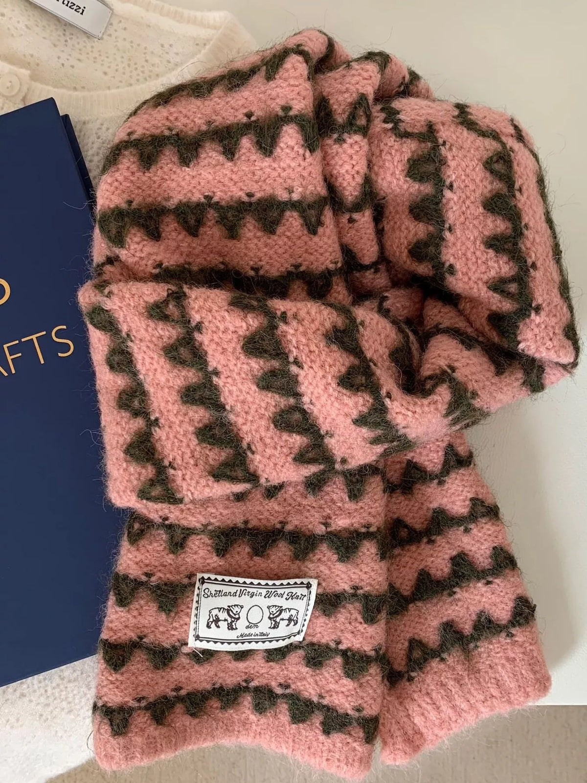 Vintage Zigzag Knit Scarf