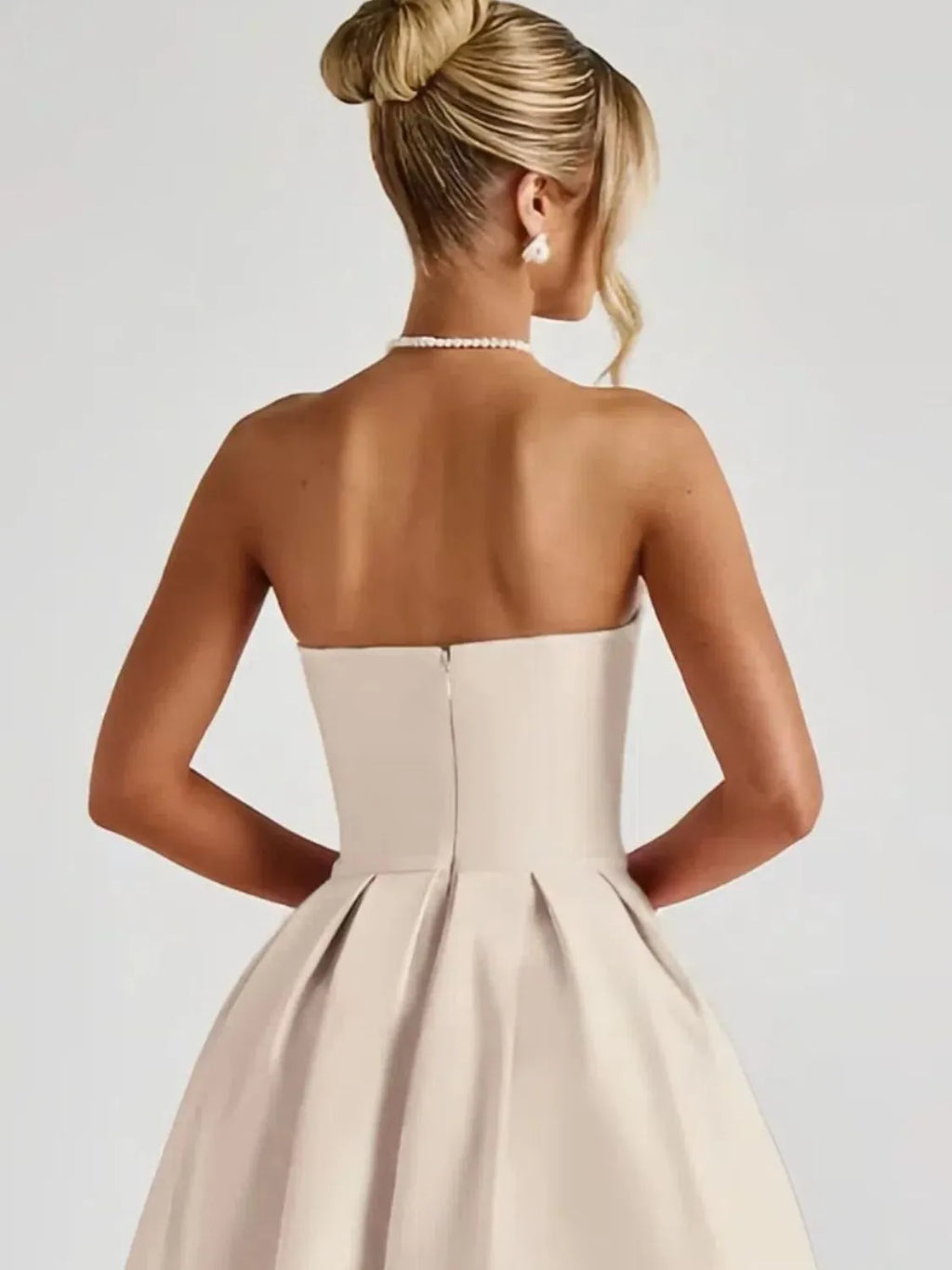 Solid-Color Tube Midi Dress