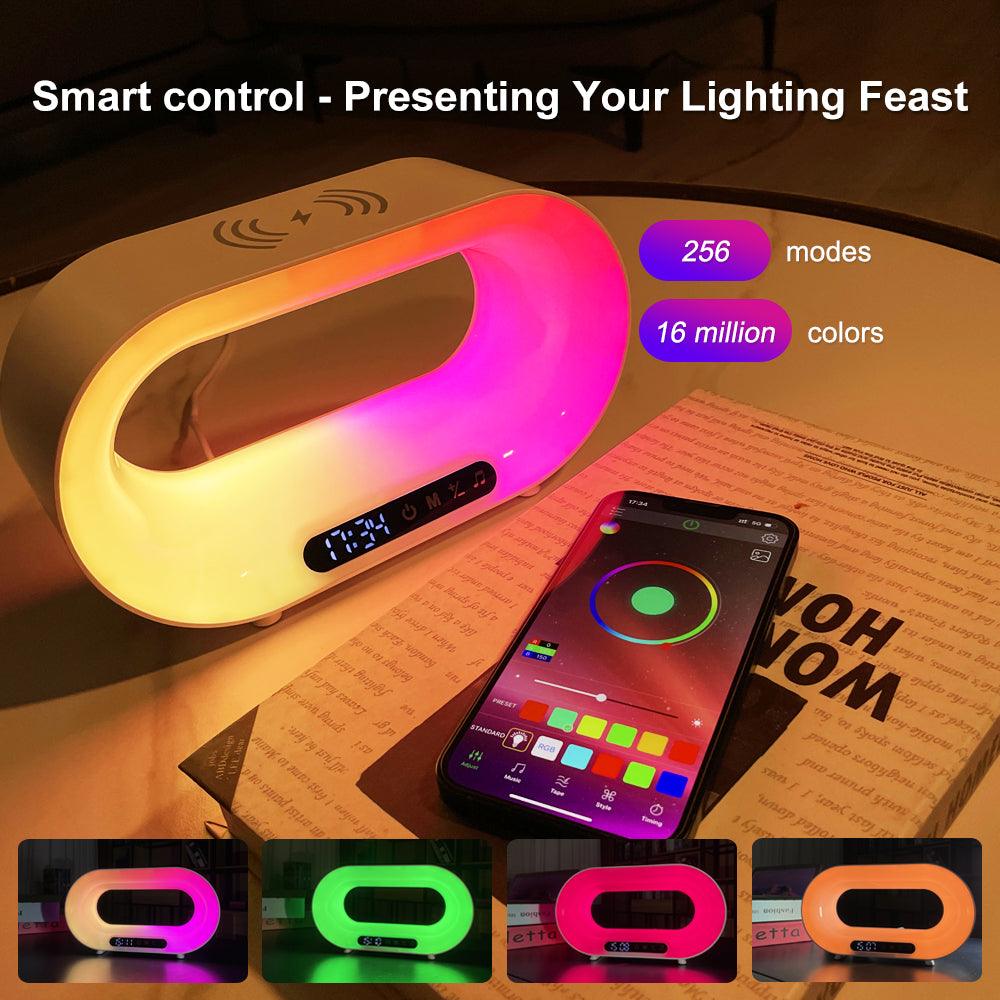 3-in-1 RGB APP-Controlled Night Light | 15W Wireless Charger & Smart Alarm Clock — Prime Trend Market