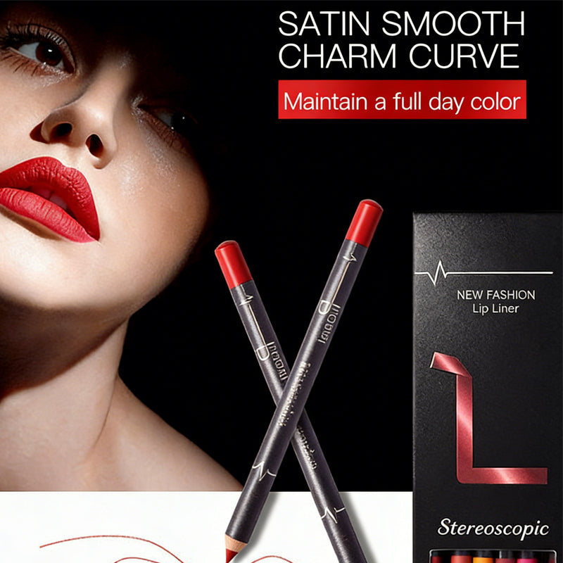 12-Color Lip Liner Pencil Set – High Pigment, Vegan, Longwear Ultra Fine Lip Liners | All Skin Tones — Prime Trend Market