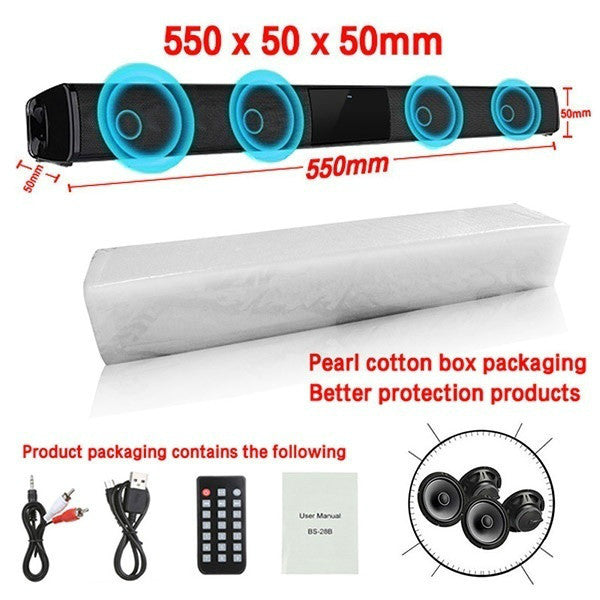 Home Theater Bluetooth Speaker System — 330mm & 550mm, Remote Control, Deep Bass, Black — Eliza & Tuan