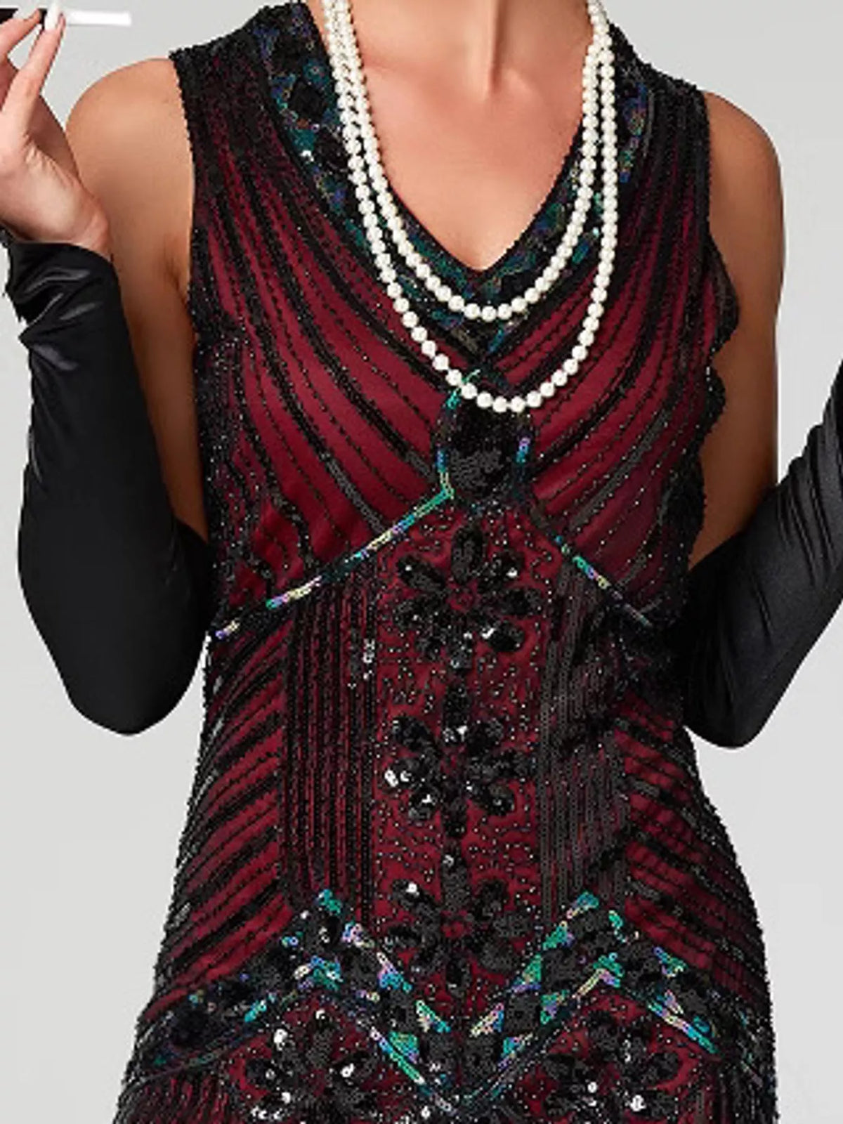Sequin Fringe-Hem Sleeveless Dress | S–4XL
