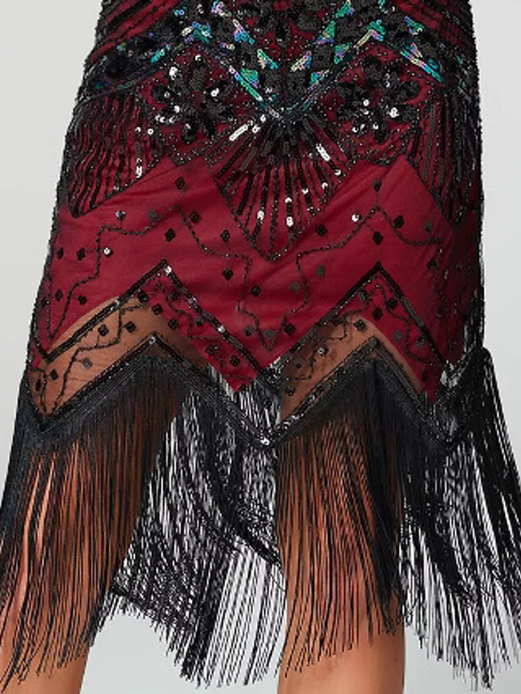 Sequin Fringe-Hem Sleeveless Dress | S–4XL