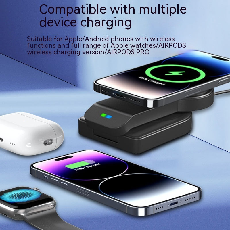 Foldable 3-in-1 Magnetic Wireless Charger Stand — iPhone, Apple Watch & AirPods — Prime Trend Market
