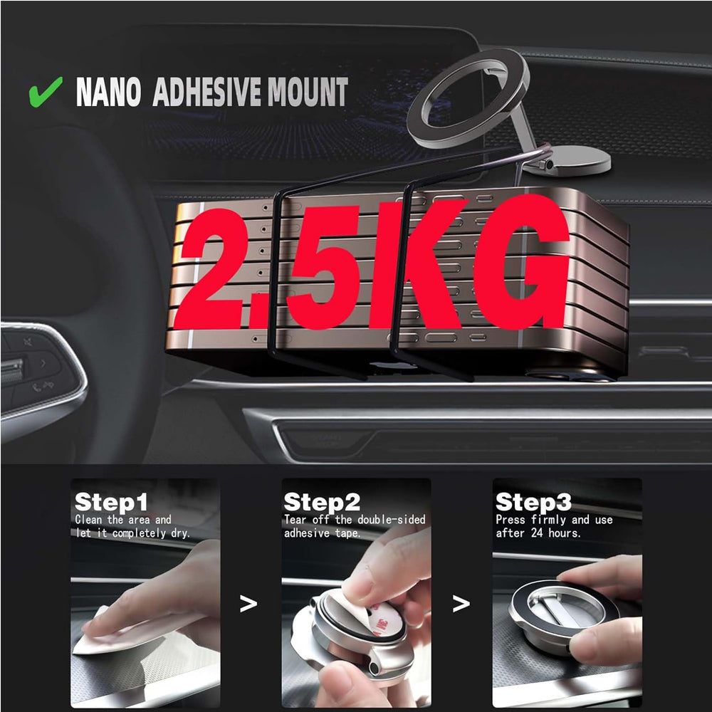 Adjustable Magnetic Car Phone Holder — 360° Rotation, 51 Magnets, Zinc Alloy — Eliza & Tuan