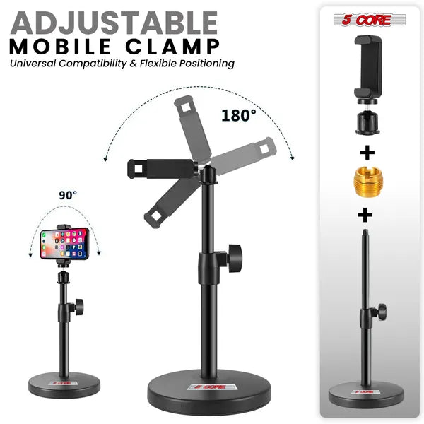 5Core 3-in-1 Desktop Mic Stand — Adjustable Microphone & Phone Holder — Prime Trend Market