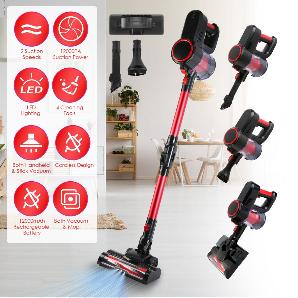 VacuElite™ Cordless 4-in-1 Stick Vacuum & Mop — 12000Pa, LED Light, 180° Foldable, 30-Min Runtime — Eliza & Tuan