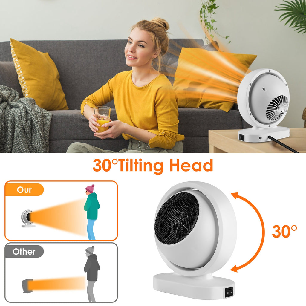 380W Portable Desktop Space Heater — 3S Fast Heat, 30° Tilt, Quiet & Safety Protection — Prime Trend Market