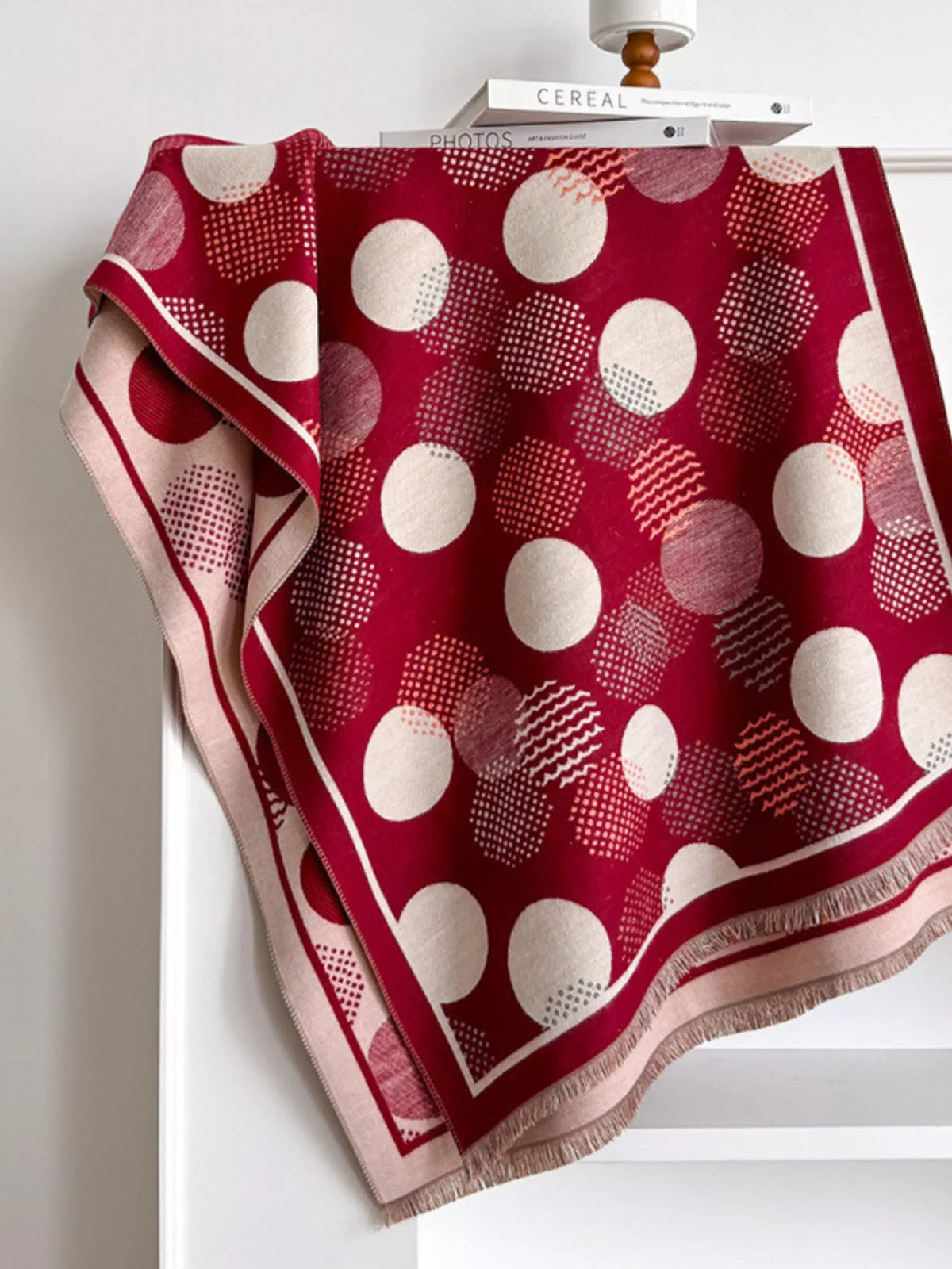 Polka-Dot Polyester Raw-Hem Scarf