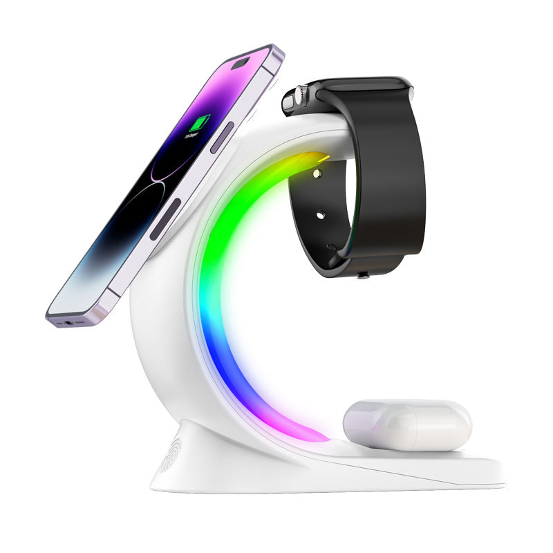 4-in-1 RGB Magnetic Wireless Charging Station | Fast Charge Phone, Watch & Earbuds with Atmosphere Light — Prime Trend Market