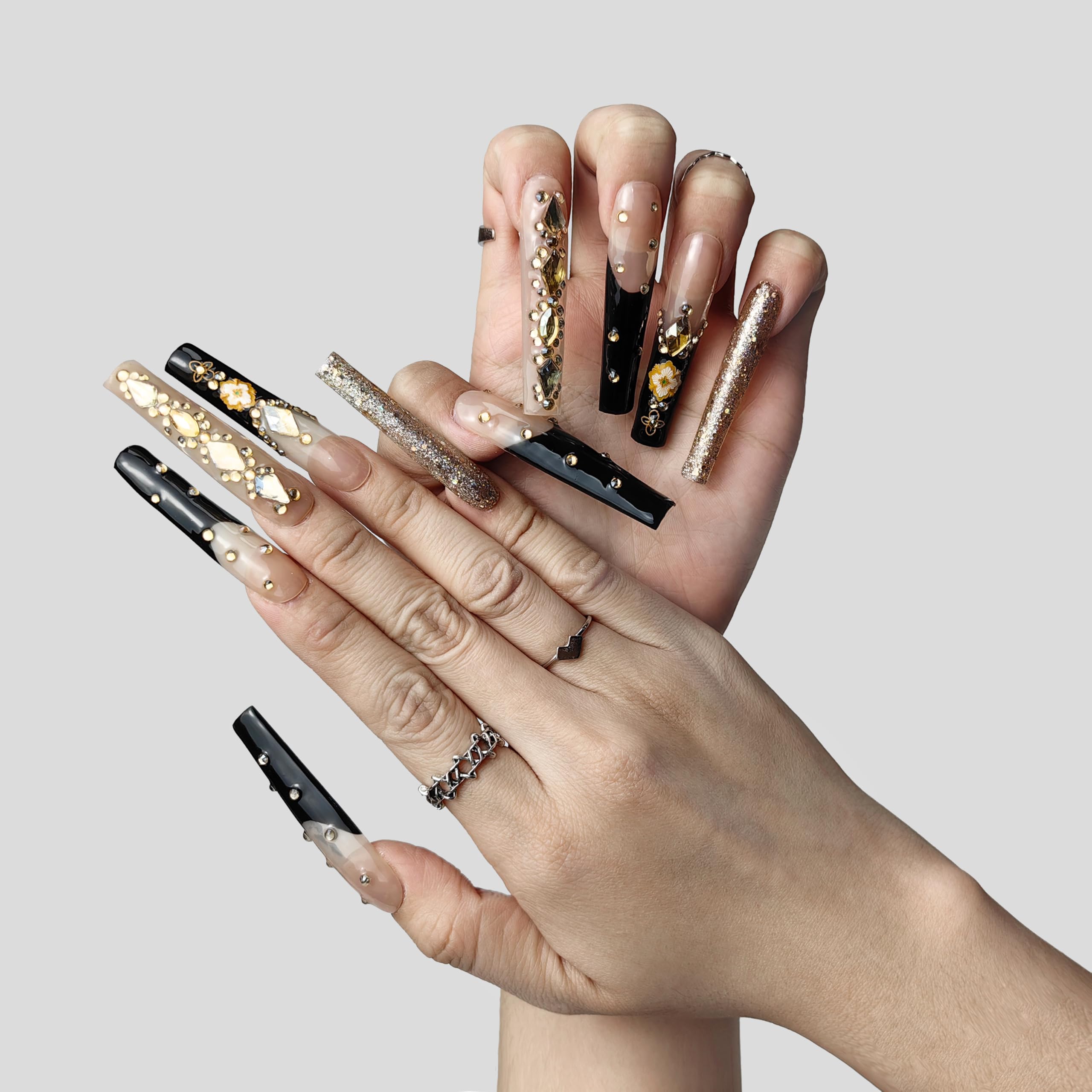 Eclipse Elegance Press On Nails – Long Hand-Painted Pink, Reusable S/M/L by Nail Technician — Prime Trend Market