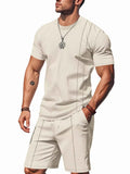 Men’s Striped Short-Sleeve T-Shirt & Shorts Set