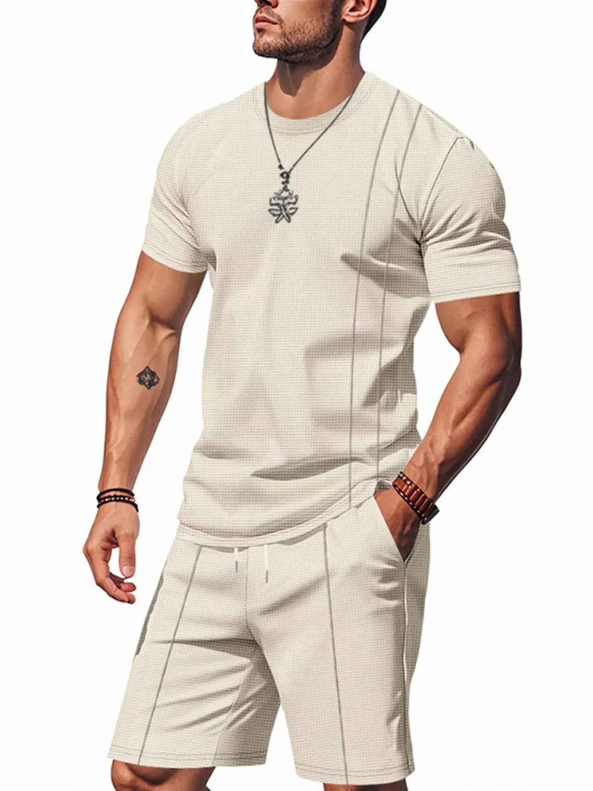 Men’s Striped Short-Sleeve T-Shirt & Shorts Set