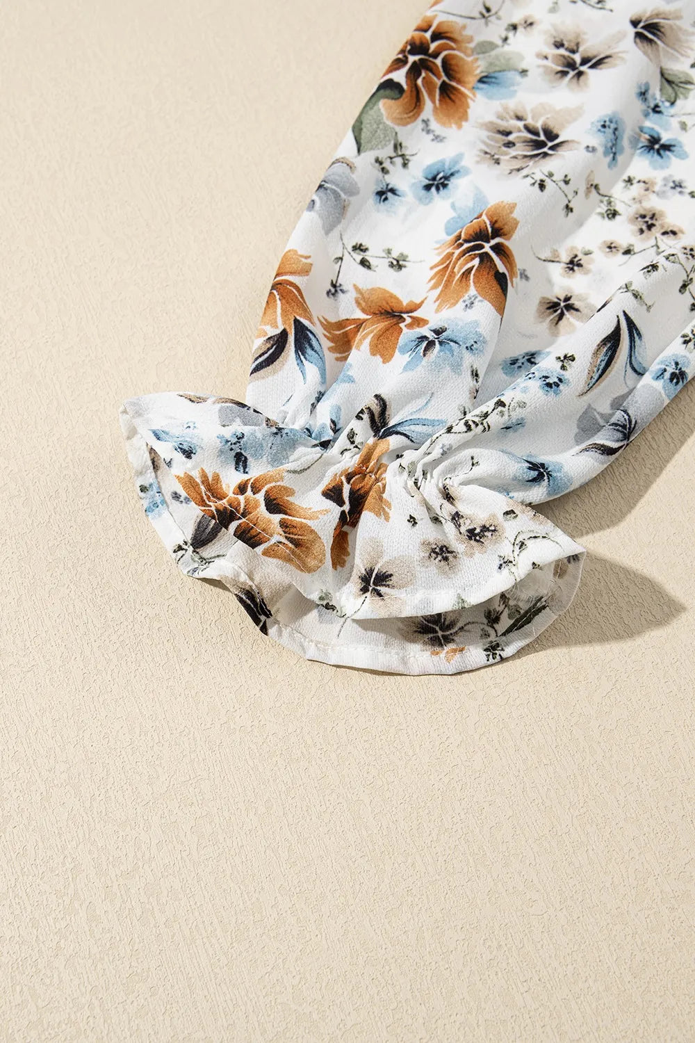 Floral Square-Neck Flounce-Sleeve Slit Midi Dress