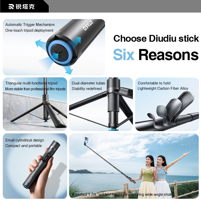 67" Selfie Stick Tripod with Remote — Auto Open, 360° Rotatable, Magnetic for Travel & Live Streaming — Prime Trend Market