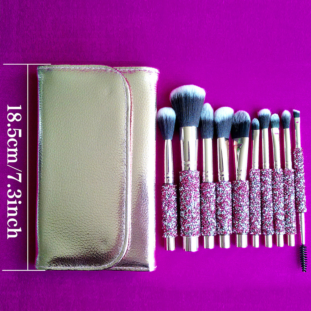 10-in-1 Diamond Inlaid Handmade Luxury Makeup Brush Set — Crystal Clear Edition — Prime Trend Market