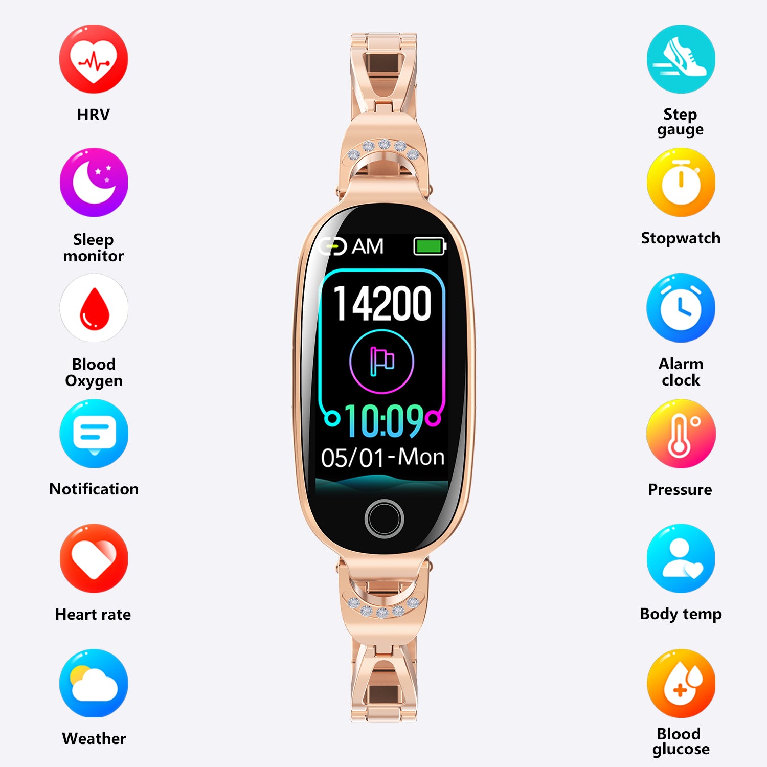 Luxury Women's Bling Smartwatch — Menstrual Cycle, Heart Rate, Remote Photography & More — Prime Trend Market