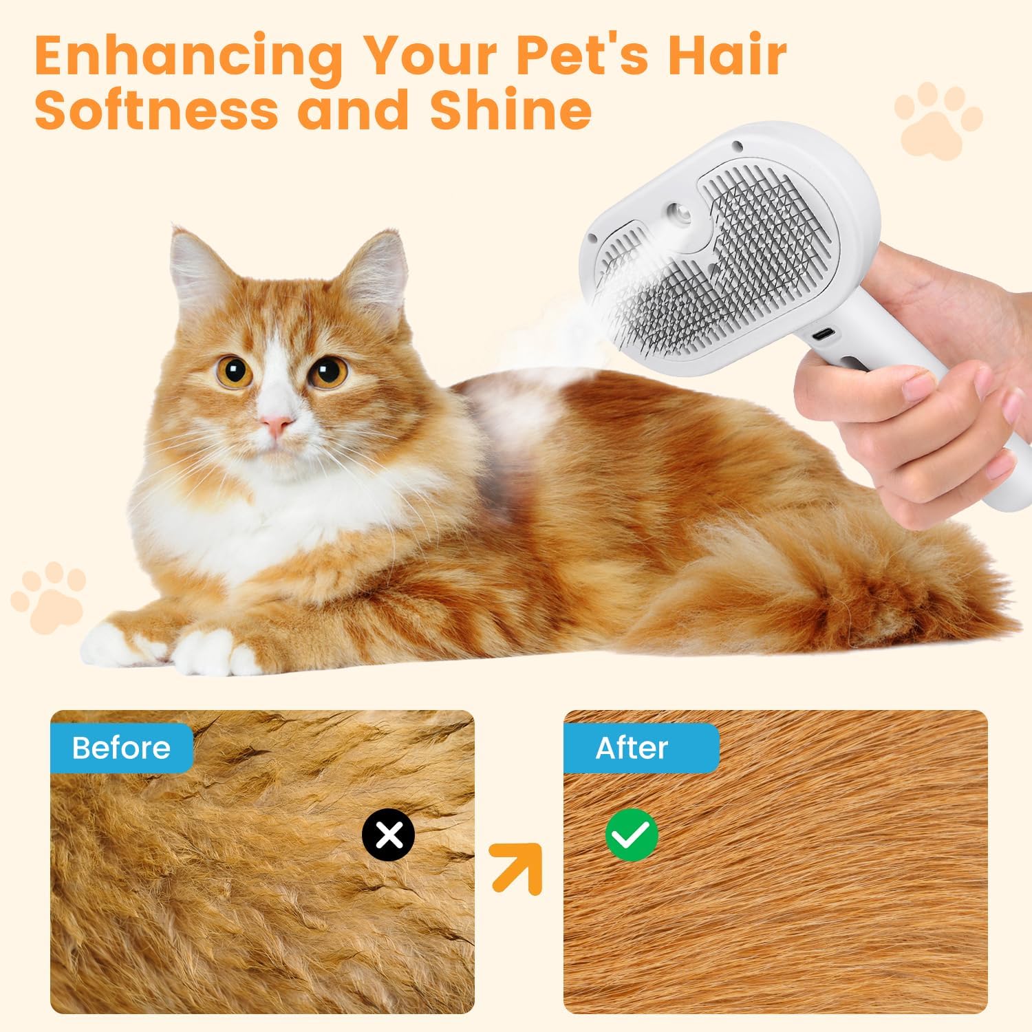 3-in-1 Pet Steam Grooming Brush — Cats & Dogs — Prime Trend Market