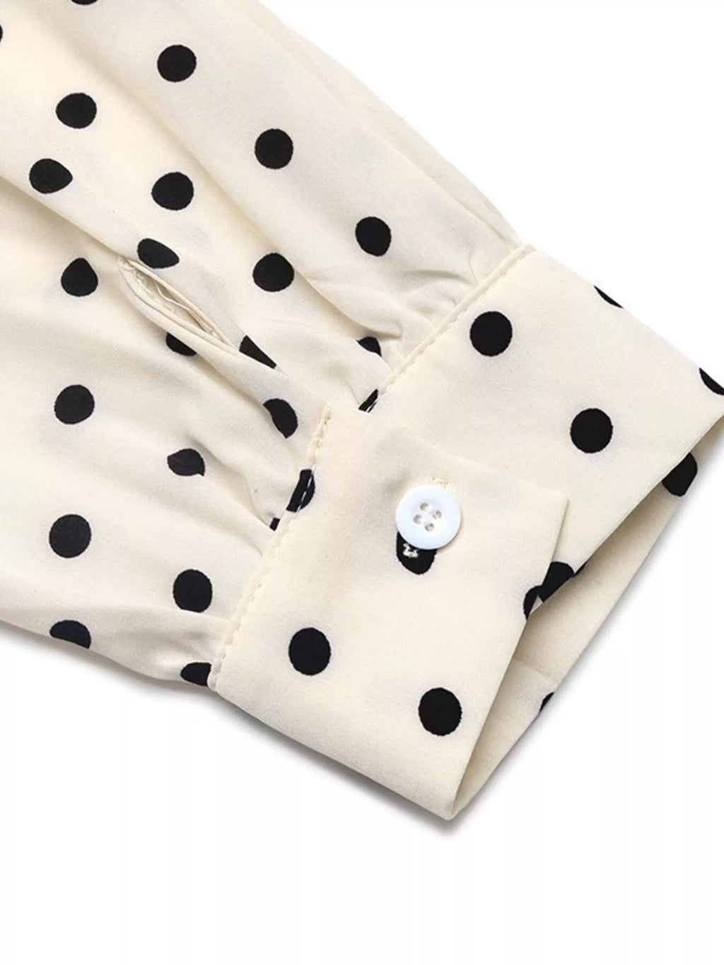 Polka-Dot Tie-Neck Long-Sleeve Midi Dress