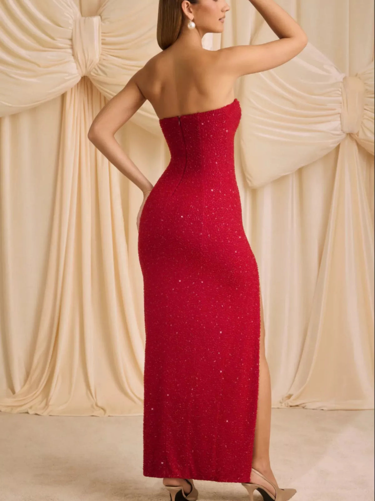 Strapless Split Tube Maxi Dress