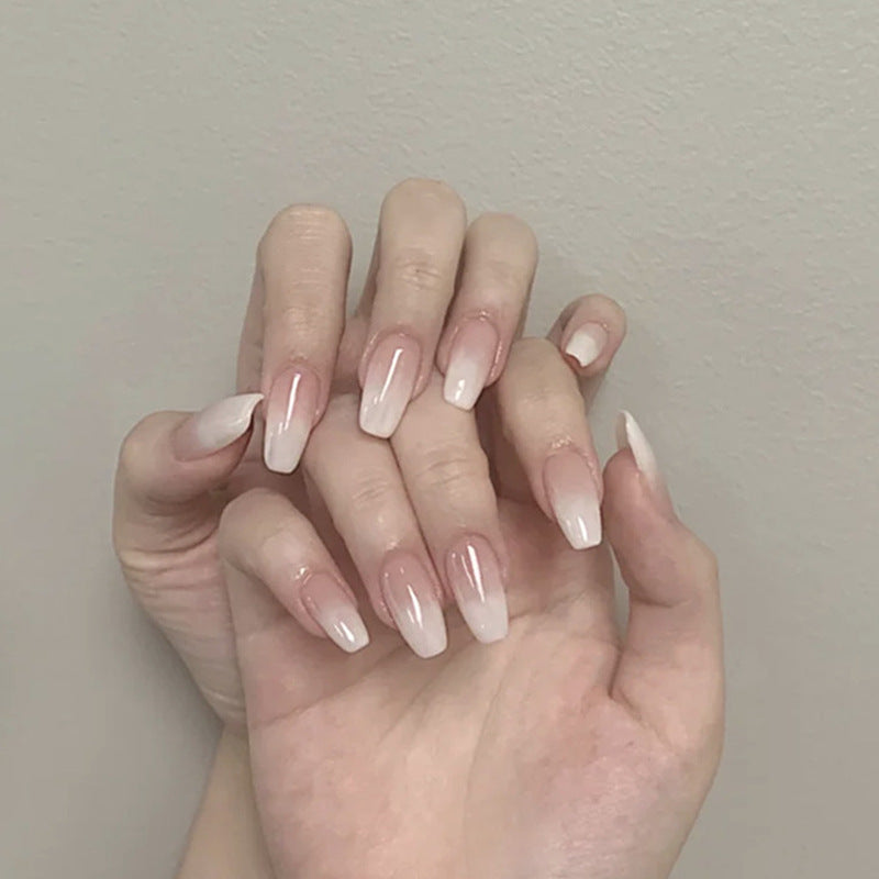 Pearl White Gradient Press-On Nails — Ballet Ombre Wearable Fake Nails — Prime Trend Market