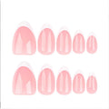 Minimalist Circle Press On Nails — 24 PCS Short Almond & Oval French Tip | Glue-On Fake Nails — Prime Trend Market