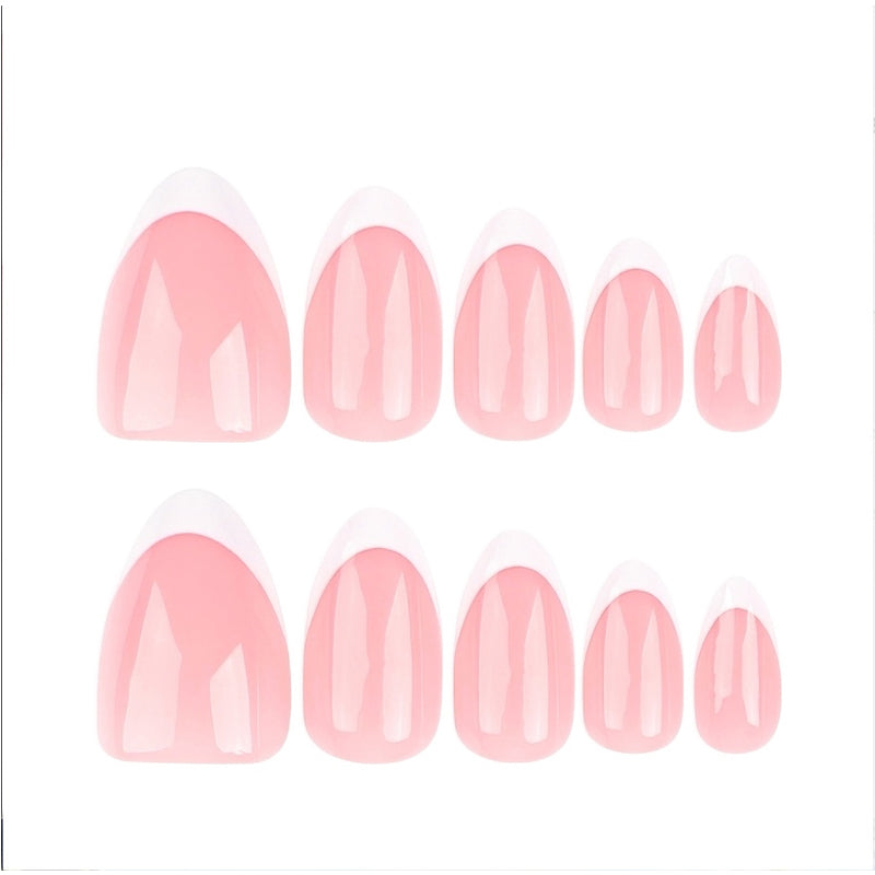 Minimalist Circle Press On Nails — 24 PCS Short Almond & Oval French Tip | Glue-On Fake Nails — Prime Trend Market