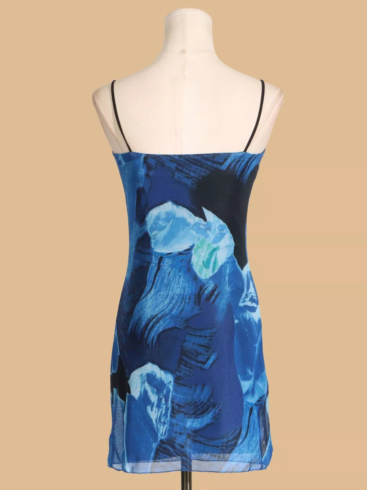 Printed Spaghetti-Strap Mini Dress
