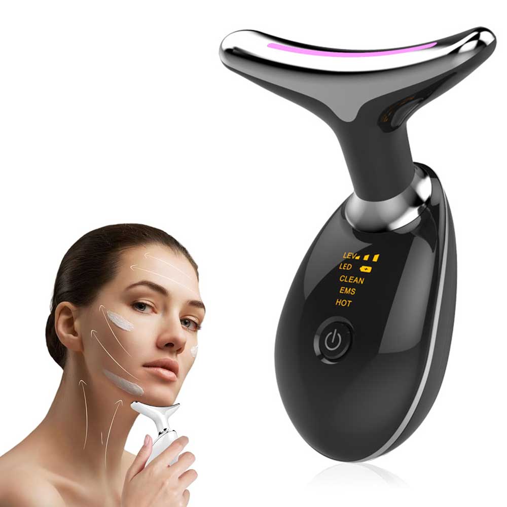 Luxury 3-Mode LED Face & Neck Sculpting Massager — EMS, Heat & Color Light for Double Chin & Jawline — Eliza & Tuan