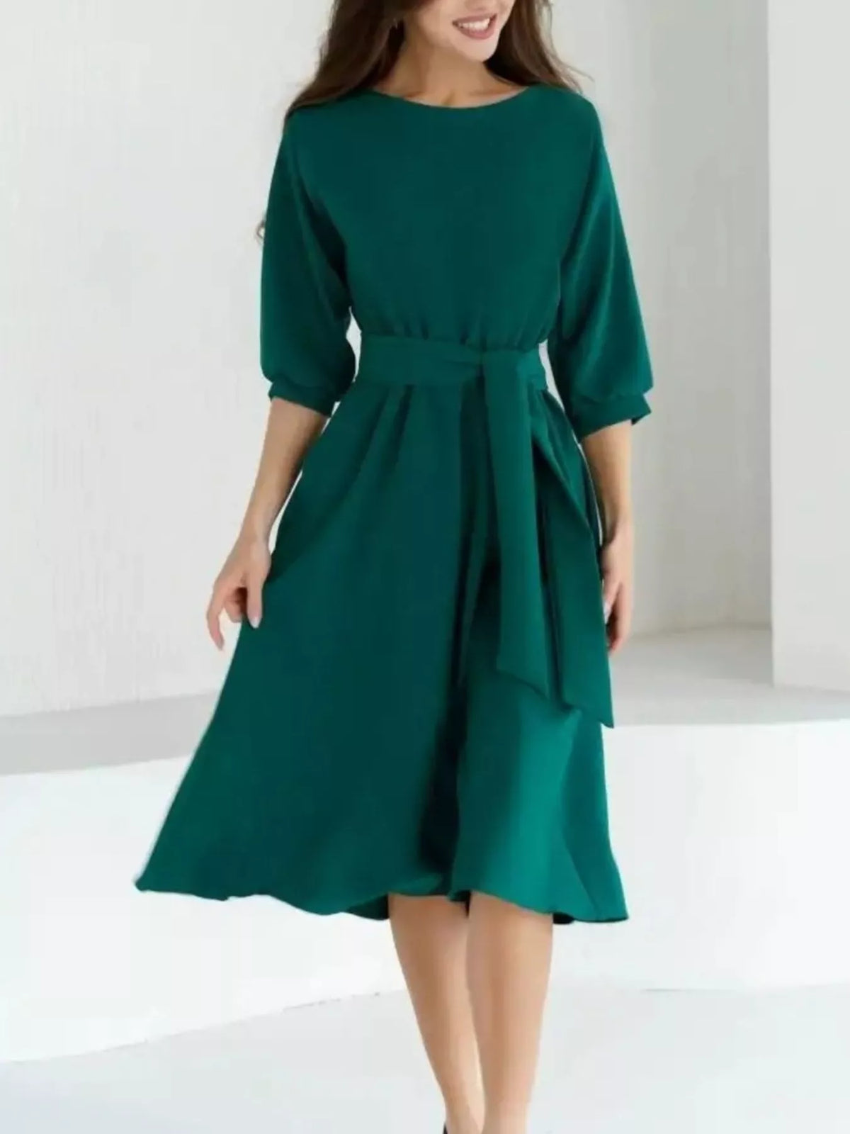 Belted Midi Dress with Pockets | S–XXL