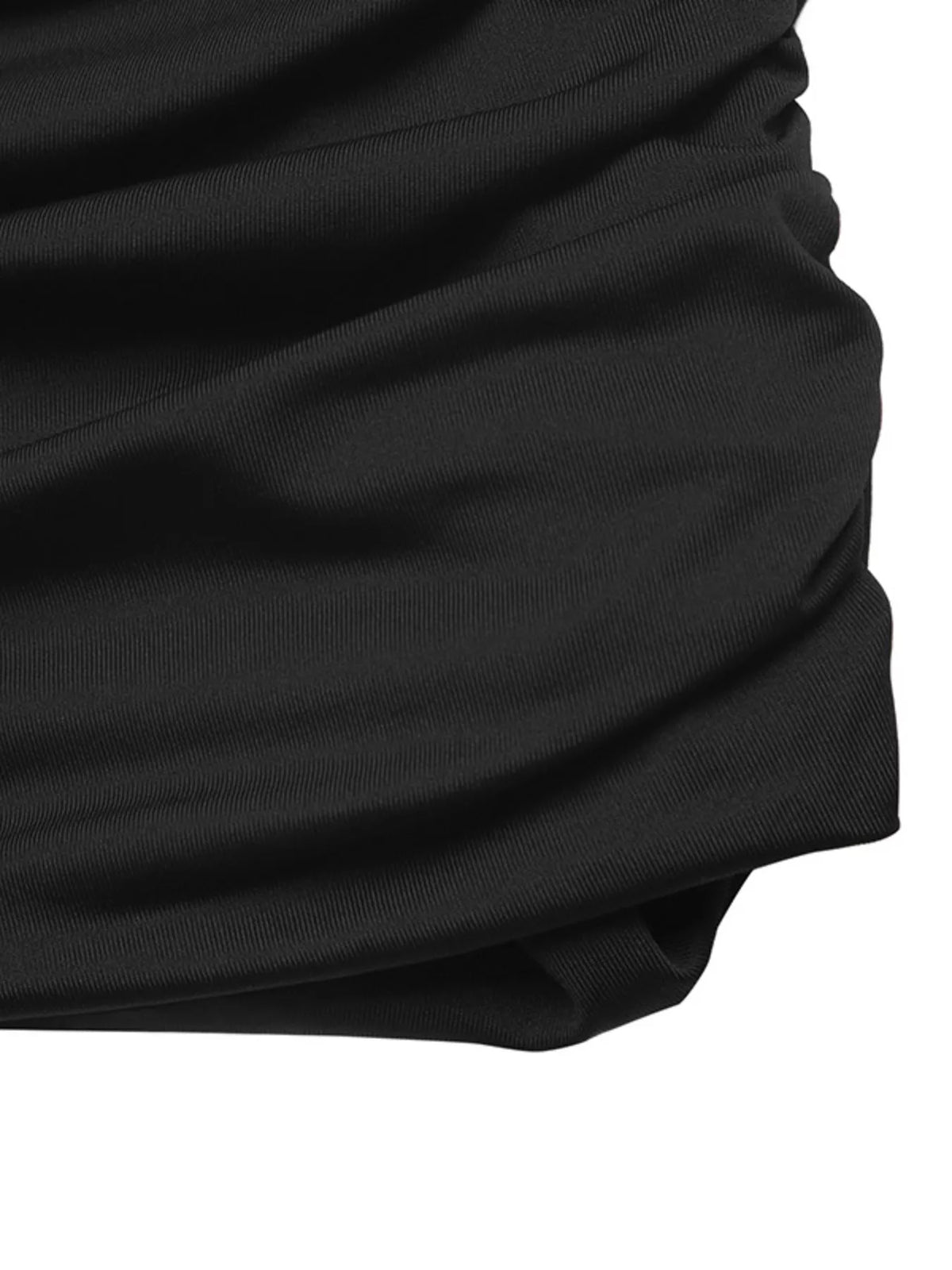Black Button-Front Flounce-Sleeve Ruched Mini Dress