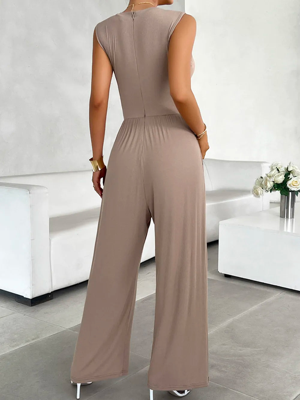 DeVine Round-Neck Sleeveless Wide-Leg Jumpsuit