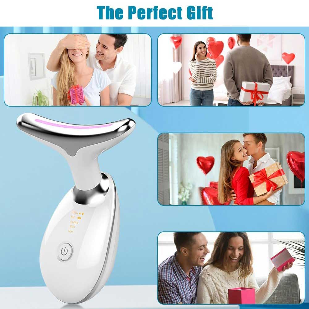 Luxury 3-Mode LED Face & Neck Sculpting Massager — EMS, Heat & Color Light for Double Chin & Jawline — Eliza & Tuan