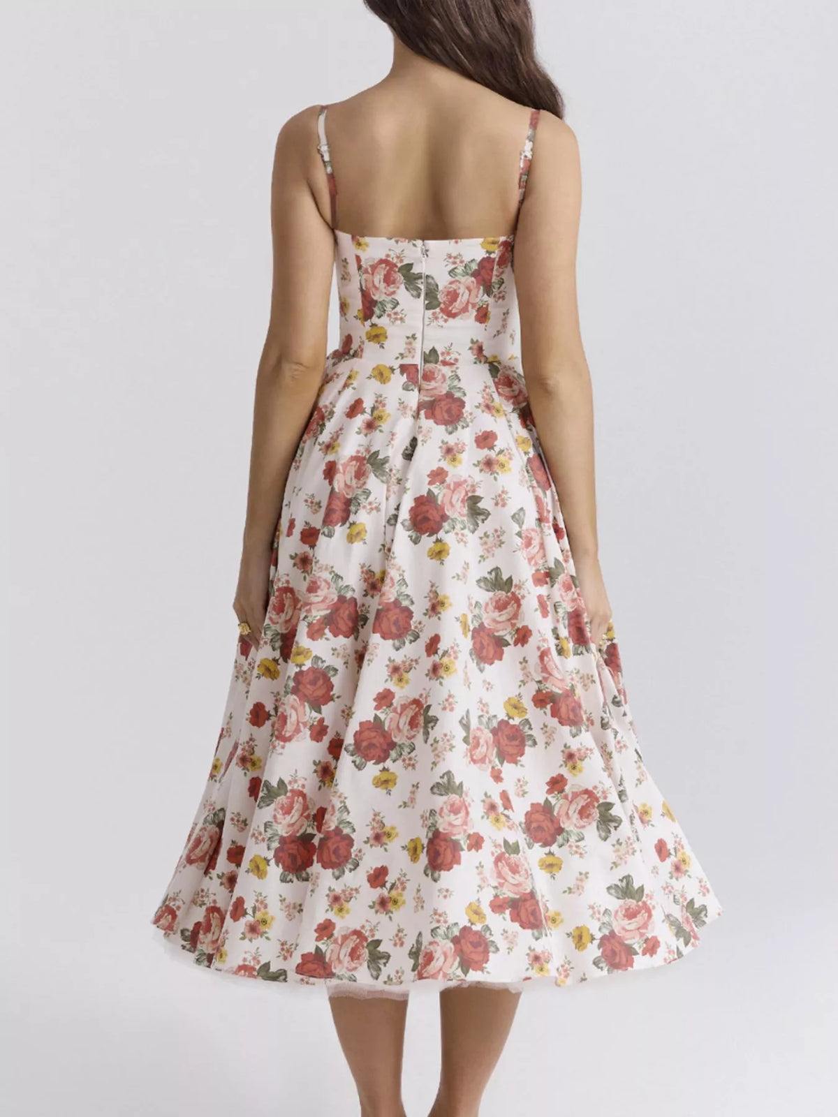 Sweetheart-Neck Pocketed A-Line Midi Dress
