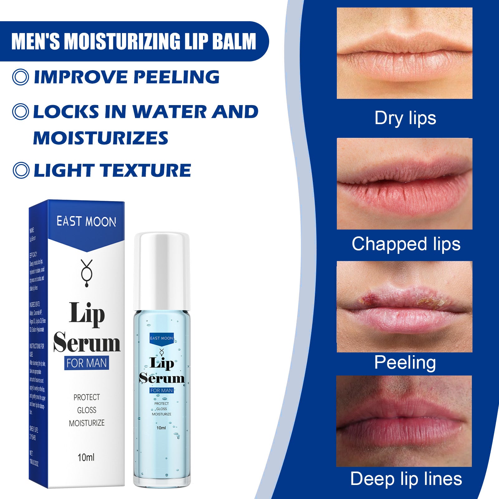 EAST MOON Lip Essence Roller Ball Serum — Plumping, Hydrating & Smoothing Lip Treatment — Prime Trend Market